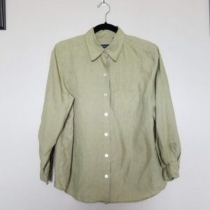 Liz Clairborne Olive Green Linen Button Down Shirt